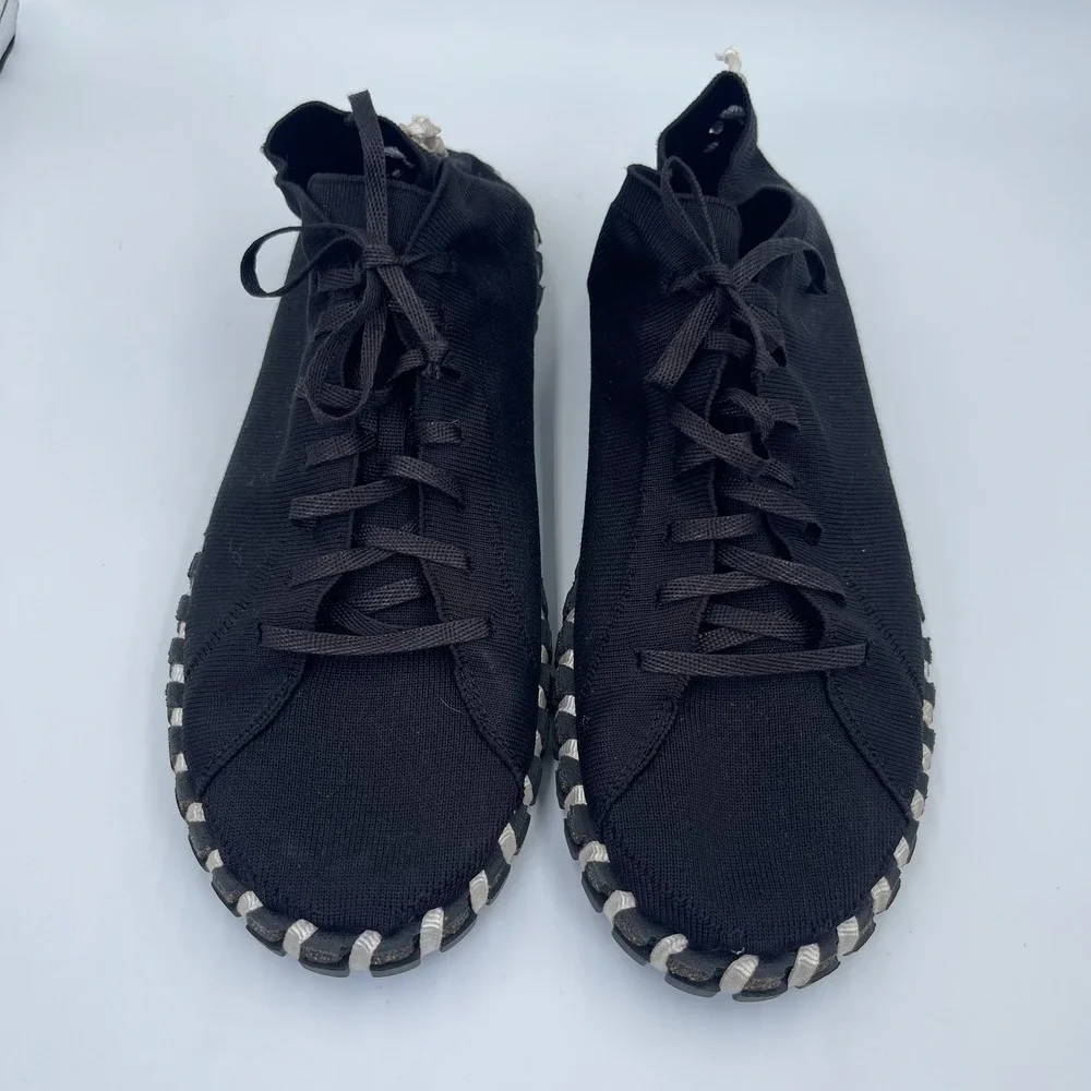 Kengos Men's 13 Black Knit Vegan Lace Up Casual Sneakers